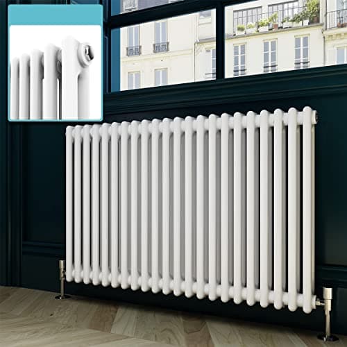 Image of ELEGANT 600 x 988 Horizontal Radiators White Double Column Traditional Cast Iron Radiator