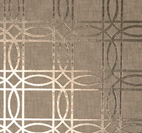 Image of Arthouse Kiss Foil Geometric Wallpaper for Living Spaces & Feature Walls, 53 cm x 10.05 m Roll, 903306, Taupe