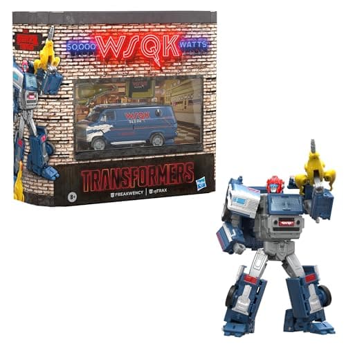 Image of Transformers Collaborative Stranger Things Freakwency and 8-Trax Collectible Converting Action Figures, Change Between Robot and WSQK Van, 8+