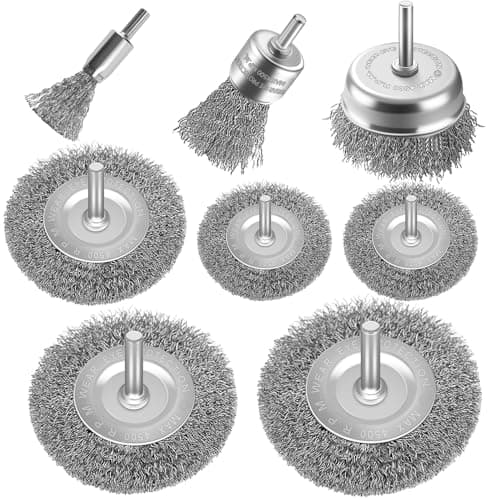 Image of Wire Wheel Cup Brush Drills Set 8 pcs,Steel Wire Brush Wheel Cup Brush Metal Brushes for Drill 1/4 Inch Shank for Cleaning Rust, Flakes and Abrasives Drill Attachment