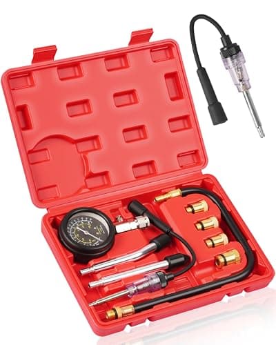 Image of DAYUAN 9Pcs Petrol Engine Compression Tester Kit with Spark Plug Tester Set Automotive Tool Gauge for Most Automotives and Motorcycles