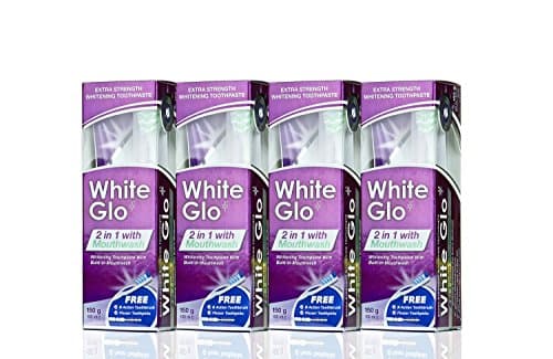 Image of White Glo 2-in-1 Whitening Toothpaste with Mouthwash, 100 ml, Pack of 4