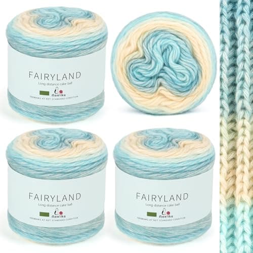 Image of Aeelike Ombre Yarn Cake - 4x100g Soft Fluffy Gradient Yarn for Crochet and Knitting - Multicoloured Ombre Wool Cakes for Crochet Baby Blanket, Shawl, Scarf, Socks, Hats(Peacock Blue Yellow Gradient)
