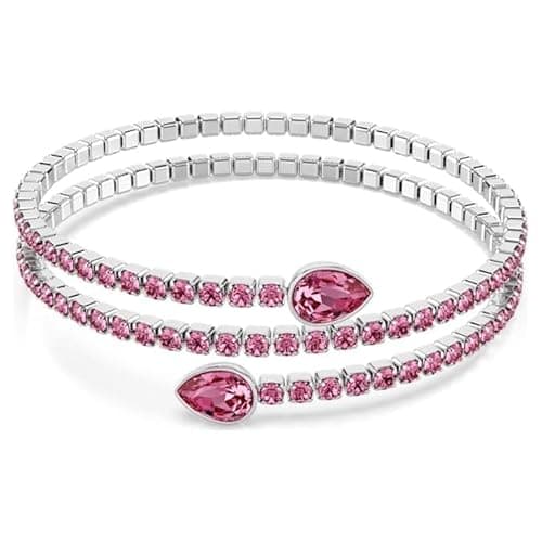 Image of Swarovski Womens Twisty cuff Mixed cuts - Pink - Rhodium plated - 5717576