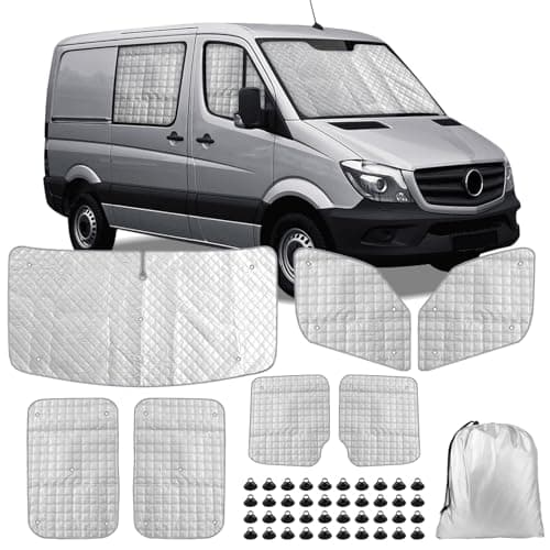 Image of Opaltool Internal Thermal Blind for Mercedes Sprinter 2006-2019 VW Crafter, 7PCS Insulated Windscreen Covers, Foldable Reflective Sunshade for Camper Van Privacy & Temperature Control