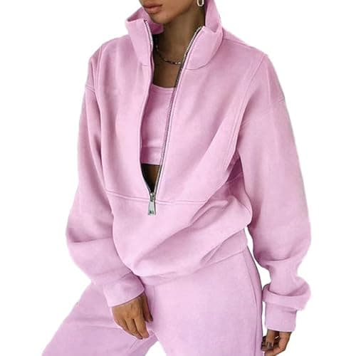 Image of Litthing Tracksuit Womens Full Set Lounge Wear Sets 2 Piece Ladies Fleece Tracksuits Comfort Long Sleeve Activewear Zip Coat Tops Trousers Sets Fashion Casual Thermal Autumn Winter