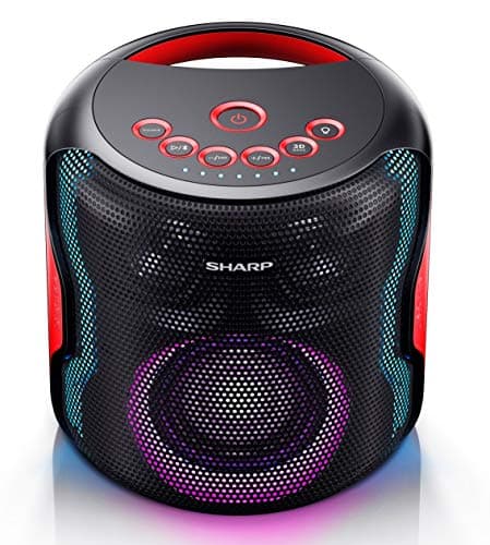 Image of SHARP PS-919(BK) 130W Indoor/Outdoor Waterproof Portable Party Speaker with Built-in Rechargeable Li-ion Battery & Flashing Disco Lights, Bluetooth & TWS – Black