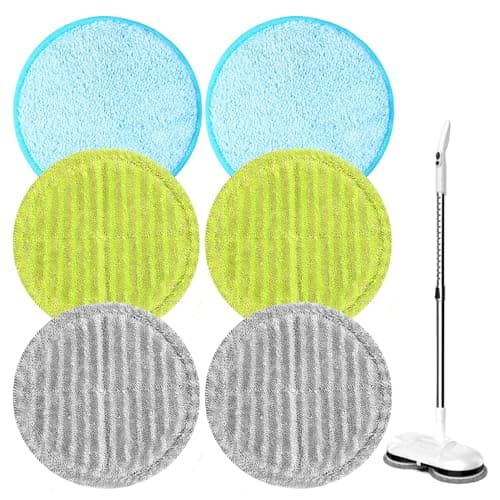 Image of 6PCS Floating Mop Pads - Absorbent Wet Dry Floor Cleaning for Hardwood Laminate (Green+Blue+Grey)