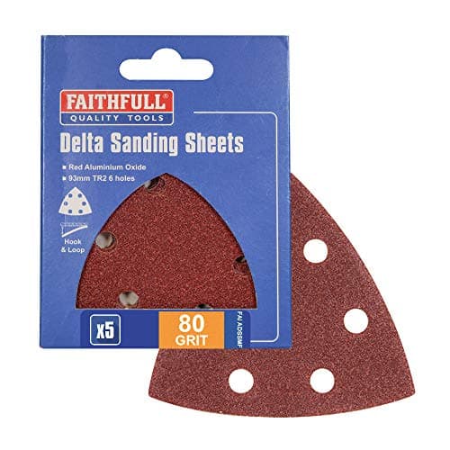 Image of Faithfull ADSSMF 90mm Delta Hook and Loop Sanding Sheets TR2 Medium Fine (Pack of 5)