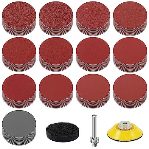 Image of KONGMING 130 Pcs Sanding Disc 50 mm Hook and Loop Grit 80 100 120 150 240 320 400 600 800 1000 1200 2000 3000 Sanding Pad 2 inch Drill Sanding Attachment