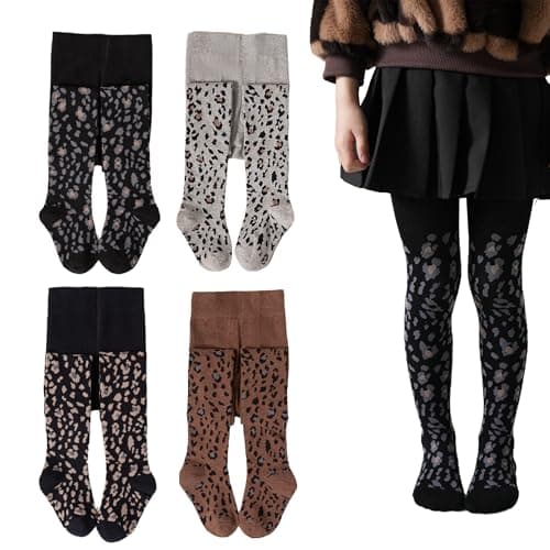 Image of Silkglory Knitted Girls Leggings for Little Girls, 2 Pack Toddler Girl Pants Baby Tights Ankle Length Multi-Colors Size in 5-7 Years