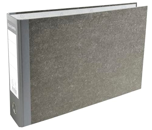 Image of Exacompta - Ref 53310E - PVC Lever Arch File - 24 x 37 cm in Size, Suitable for Landscape A4 Documents, 80mm Spine, 75mm Rings, Reinforced Metal Finger Pull - Grey