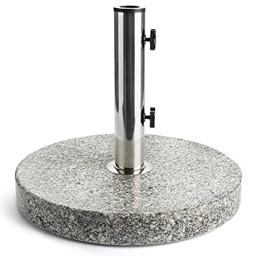 Image of CHRISTOW Parasol Base Granite 22kg Round Garden Umbrella Stand Holder Weight (35mm, 38mm, 48mm Adaptor)