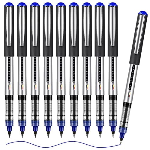 Image of OFFCUP Liquid Ink Rollerball Pen, 10pcs Gel Pens, 0.5mm Quick-Drying Ballpoint Pens Rollerball Pens Writing Pens for Bullet Journal, Notebook. School & Office Accessories for Students Adults (Blue)