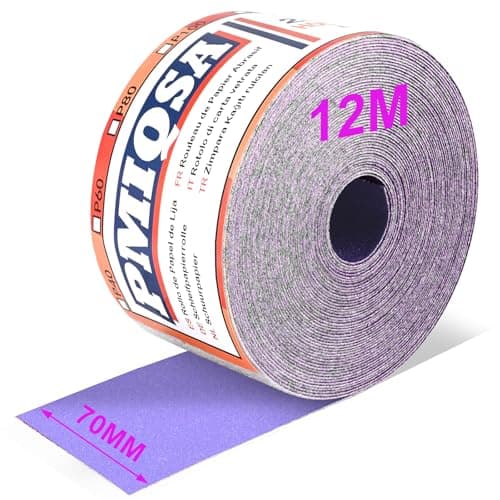 Image of PMIQSA Purple Ceramic Sandpaper Roll 240 Grit, 70mm x 12M Hook & Loop Sandpaper for Automotive, Woodworking Color Sanding, Finishing Metal (Ceramics)