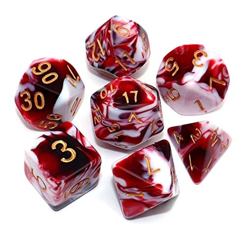 Image of DND Dice Set Red Mix White Dice for Dungeon and Dragons D&D MTG 7-Die RPG Polyhedral Dice