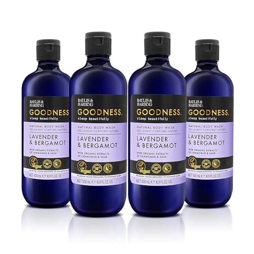 Image of Baylis & Harding Goodness Sleep Lavender & Bergamot Sleep Body Wash, 500ml (Pack of 4) - Vegan Friendly