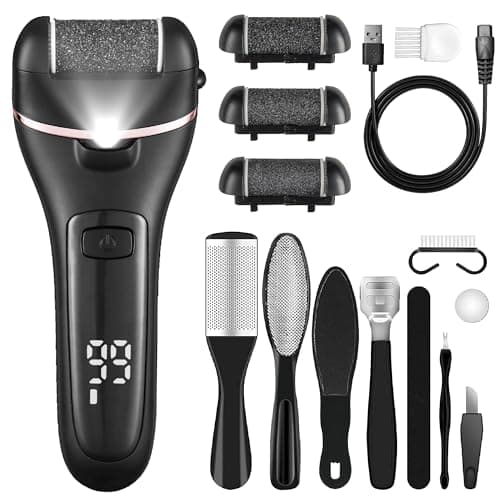 Image of Bemece Electric Foot File Callus Remover, Professional Rechargeable Waterproof Pedicure Kit with 10 in 1 Foot Files Pedicure Tools Set for Cracked Heels Calluses and Dead Skin…（Gifting Recommendation）
