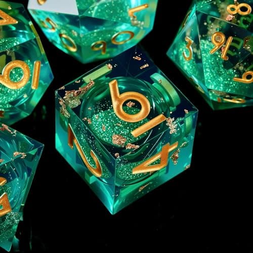 Image of Dungeons and Dragons Liquid Core Dice Set D&D, Polyhedron DND Resin dice Set, Used for Role-Playing dice Magic Pathfinder Game DND dice Set (7 Pieces)