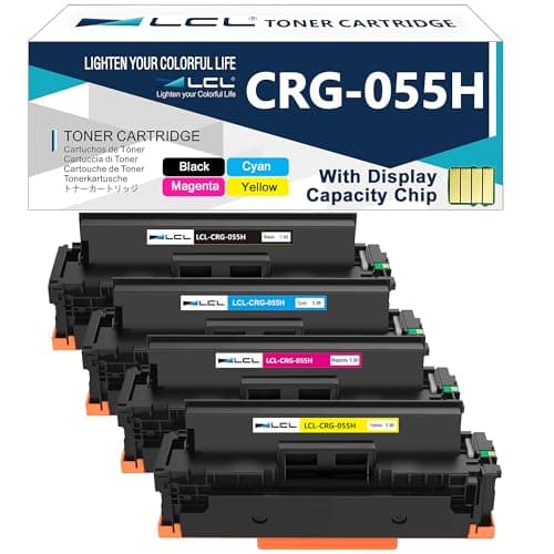Image of LCL 055H Toner Cartridge with Chip Displaying Remaining Toner Level Replacement for CANON 055 055H CRG-055 CRG-055H Replacement for CANON LBP663CDN LBP633CDW LBP664CX, MF742CDW MF744CDW MF746CX (4 PK)