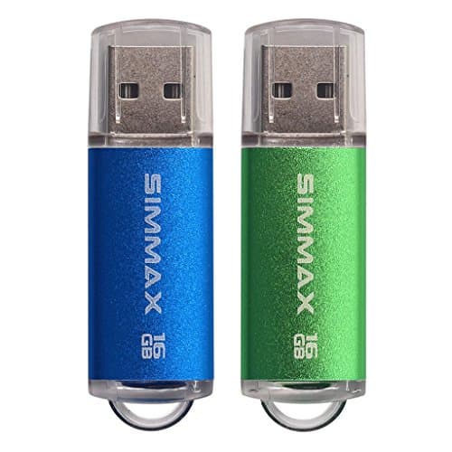 Image of Memory Stick 2 Pack 16GB USB 2.0 Flash Drives USB Memory Stick Thumb Drive Pen Drive by SIMMAX (16GB Blue Green)