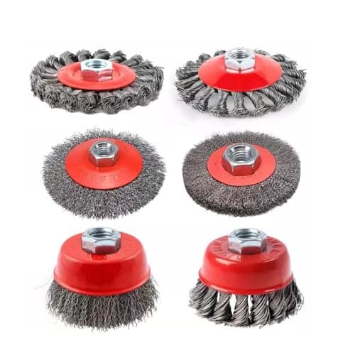 Image of Luckwaii Angle Grinder Wire Brush Wheel Twist Knot, 6Pcs M14 x 2 Coarse Twisted Knotted Wire Wheel for Drill, Flex Steel Disc Wire Brushes for Cleaning Rust Removal and Grinding, 75mm Cup & 100mm Flat