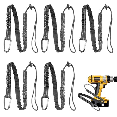 Image of 5 Pcs Retractable Tool Lanyard with Standard Spring Carabiner and Adjustable Loop,Safety Lanyard,Tools Safety Tether,Fall Protection Tool Tether Lanyard,90cm-130cm Stretch Weight Limit 10KG 22.04b