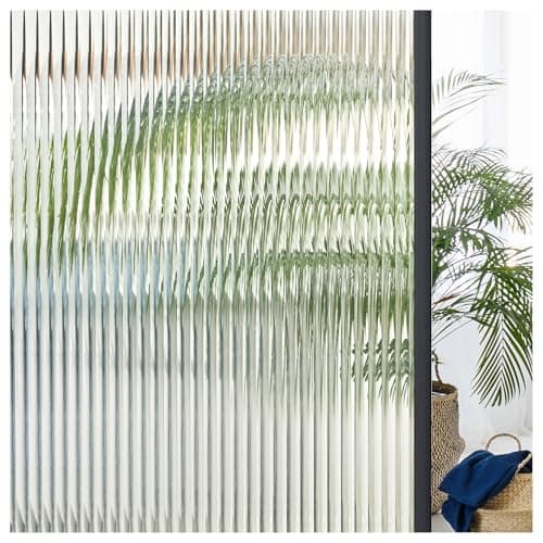 Image of Lifetree Reeded Glass Window Film Privacy: 3D Decorative Vinyl Window Privacy Film Static Cling UV Blocking for Glass Windows Door (Frosted, 44.5 * 200cm)