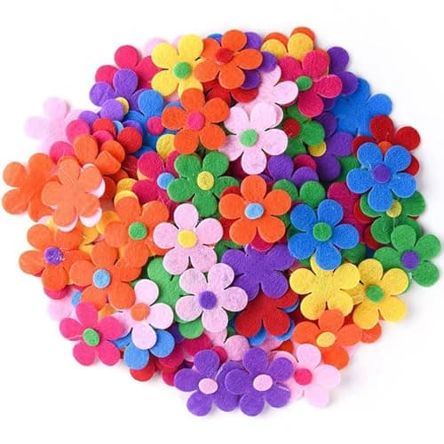 Image of Henyall 100Pcs Felt Flowers Colorful Fabric Flower Embellishments,Craft Felt Flowers,Flower Stickers for Clothing for DIY Crafts, Baby Headbands, Hats,Clothing Appliques,Socks(3cm,Assorted Colors)