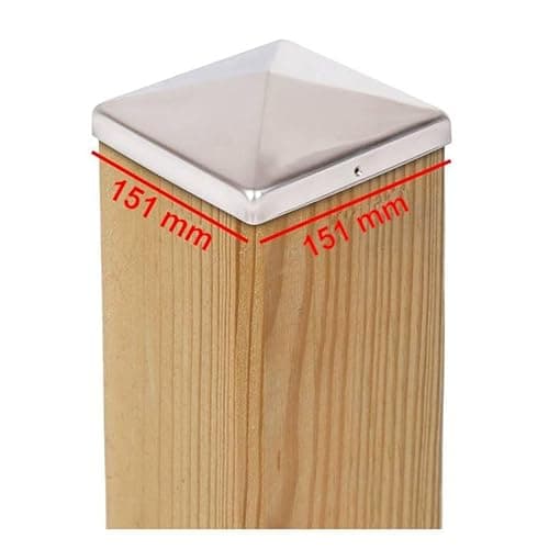 Image of 2 x Pyramid Post Caps Stainless Steel 151 x 151 mm