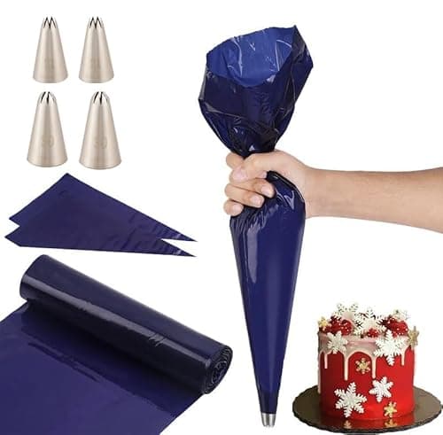 Image of Disposable Piping Bags & 4 Nozzles Set, Large Icing Bags for Cake, Cupcake, Cookie, Dessert Decorating – Pastry Baking Tools for Professional & Home Use