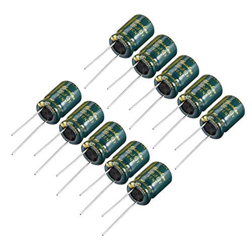 Image of sourcing map Aluminum Radial Electrolytic Capacitor Low ESR 220uF 63V 105 Celsius 3000H Life 10x16mm High Ripple Current Low Impedance 10pcs Green