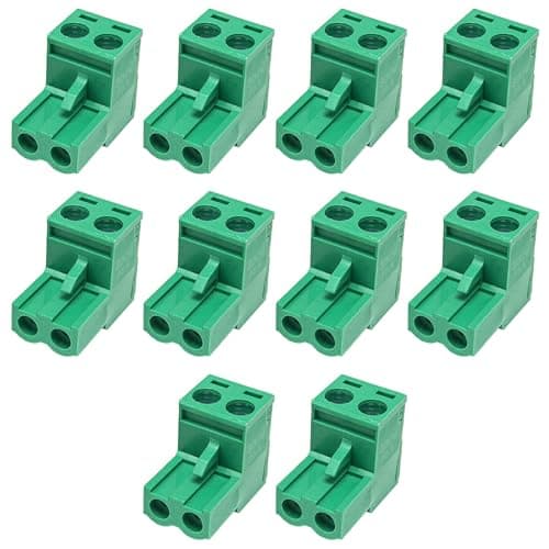 Image of KinetiCore 10Pcs KF2EDG Pluggable Terminal Block Connectors, 5.08mm Pitch 2 Pin Screw Terminal Block Sockets, 300V 15A Green PCB Terminal Blocks for Industrial & DIY Electronics Projects