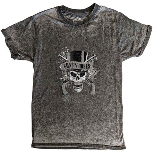 Image of Guns N' Roses T Shirt Faded Skull Official Unisex Charcoal Grey Burnout L