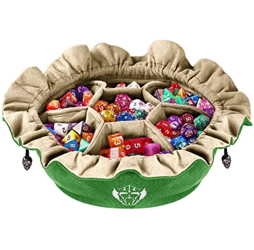 Image of CardKingPro Immense Dice Bags with Pockets - Green - Capacity 150+ Dice - Great Organizer for Dice Hoarders, Perfect for Dungeons and Dragons [Patented Design]