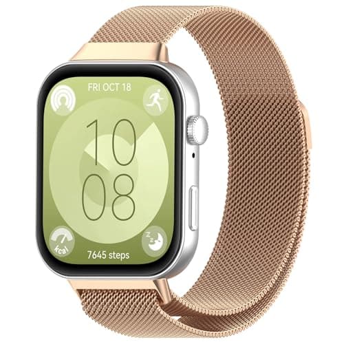 Image of Panda Bobo Magnetic Milanese Loop Stainless Steel Strap, Compatible with Huawei Watch Fit 3 (Rose Gold)