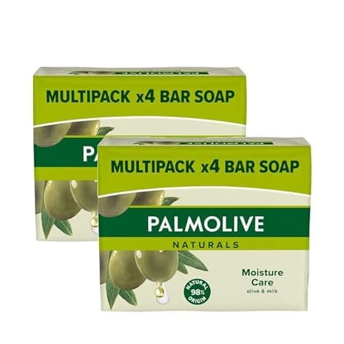 Image of PALMOLIVE 4 Pack Naturals Soap Bar Moisture Care With Olive Milk, Each Pack (90 gram x 4) Vegan, Natural Origin Biodegradable Soap For Body Hands And Face (Pack Of 2 - Total 8 Bars)