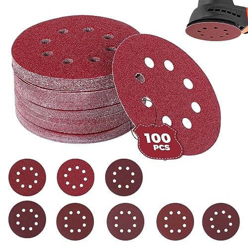 Image of 125mm Sanding Discs,100Pcs Orbital Sander Discs Hook and Loop Sanding Pads for Random Orbital Sander (100 Pieces - 40/60/80/100/120/150/180/240/320/400 Grit)