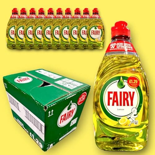 Image of 10 x 320ml Fairy LEMON Washing-Up Liquid with LiftAction | Ultra Long-Lasting Suds & Powerful Grease-Cutting | Trusted Original LEMON Scent