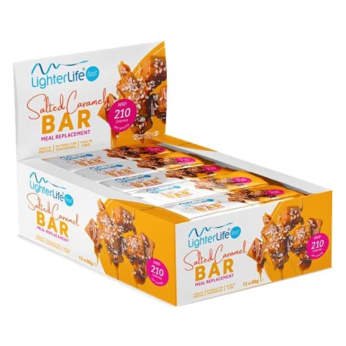 Image of LighterLife Salted Caramel Bar, Weight Loss Meal Replacement Bar, High in Protein with 25% of RDA Vitamins and Minerals, 60g, Box of 12