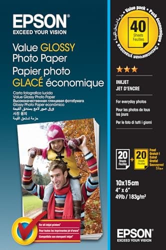Image of Epson Value | Glossy Photo Paper 10x15cm (6x4 inch) | 40 Sheet (2x20) | 183gsm - C13S400044