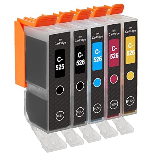 Image of Go Inks C-525 & C526 Set of 5 Ink Cartridges to replace Canon PGI-525 & CLI-526 Compatible / non-OEM for PIXMA Printers (5 Pack), Multi-Colour (Black, Cyan, Magenta, Yellow)