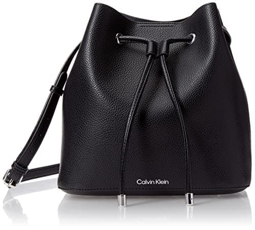 Image of Calvin Klein Women's Gabrianna Novelty Bucket Shoulder Bag, Black/Silver 1, One Size