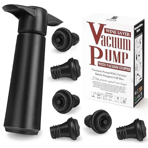 Image of Zidanventures Wine Bottle Vacuum Pump Set with 6 Reusable Stoppers – Wine Saver Pump for Keeping Wine Fresh, Airtight Bottle Sealer for Red & White Wine Preservation