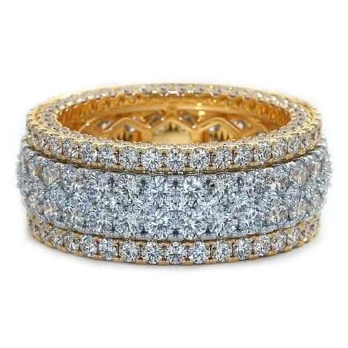 Image of Handmade Luxury Ring 925 Sterling Silver 150 Round Diamond Ring Finger Jewelry for Men and Women-7-Gold