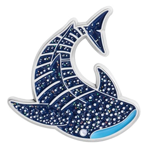 Image of Cartoon Marine Animal Enameled Pins Glittering Mantas Ray Sharked Brooch Alloy Lapel Jewelry Gift Accessories Sparkling Underwater Creature Pin