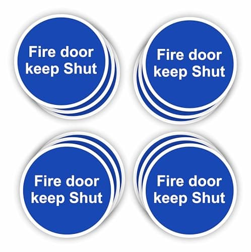 Image of Conjured Fire Door Keep Shut Signs 12-Pack (Round Shaped) Self-Adhesive Signs/Vinyl Decal Stickers with Strong But Removeable Adhesive