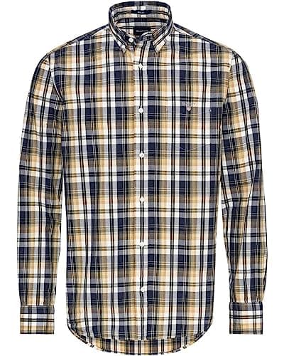 Image of GANT Men's D2. REG Washed POPLIN Check BD Shirt, Hazelwood Beige, L