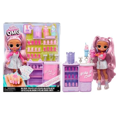 Image of L.O.L. Surprise! OMG Sweet Nails – Kitty K Café - With 15 Surprises including Real Nail Polish, Press On Nails, Sticker Sheets, Glitter, 1 Fashion Doll, and More – Great for Kids Ages 4+