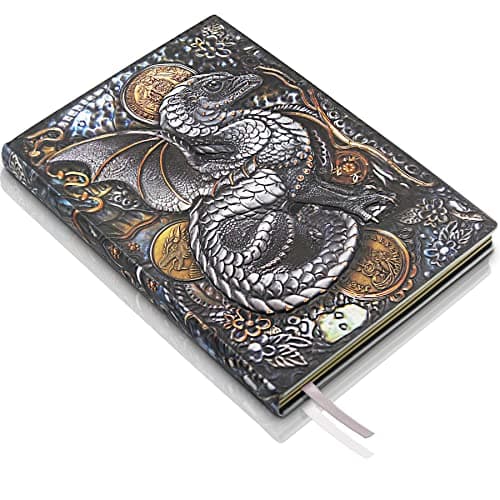 Image of Dragons Leather Journal Notebook Gifts - 3D Embossed Leather Journal Dragon Journal with Lined Paper Cool DND Notebook Accessories DND Gifts for Women & Men & Nerdy (A5,Multicolor)